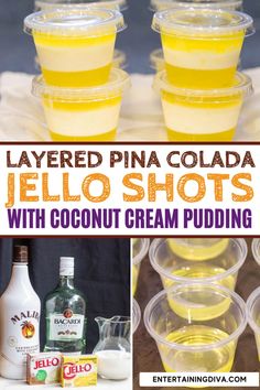 Layered Pina Colada Jello Shots (With Coconut Cream Pudding)