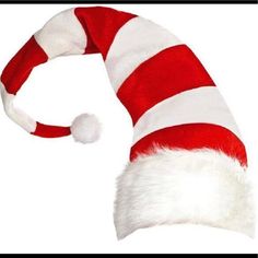 Brand New With Tags! Fun Holiday Extra Long Bendable Elf Santa Party Hat! Christmas Hats Felt With Plush White Rim Available In 2 Color Options Red/White Striped Red/Green Striped 28” X 14” Check Out The Rest Of My Available Holiday Items! Bundle More = $Ave More Elf Style, Christmas Party Accessories, Felt Plush, Turkey Hat, Christmas Hats, Elf Hat, Elf Christmas, Red Decor, Christmas Accessories