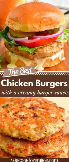 the best chicken burgers with a creamy burger sauce