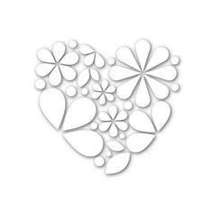 a paper cut heart with flowers in the shape of a flower, on a white background