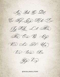 an old fashioned script with the letters and numbers in cursive writing on parchment paper