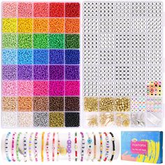 the kit includes many different colors and beads