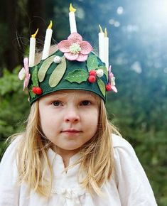 Santa Lucia Crown Sewing Pattern, Waldorf Birthday Crown, Winter Crown, Candle Making Materials, Kids Party Hats, Posie Gets Cozy, Winter Rabbit, Crown Template, Felt Crown