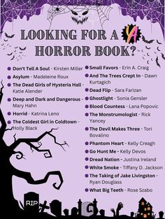 an advertisement for a halloween book with the words looking for a horror book? on it