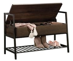 a shoe rack with shoes and socks on it