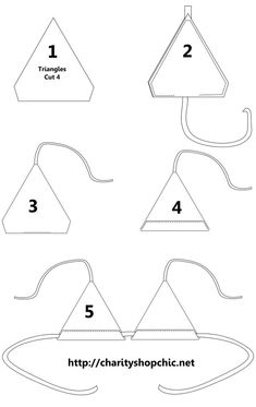 the instructions for how to make an origami mouse with four different shapes and sizes