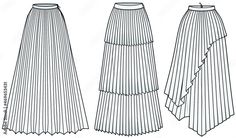 pleats fashion drawing Skirt Drawing, Pleats Fashion, Side View Drawing, Skirt Tiered, Pleat Skirt, High Low Skirt, Pleated Skirt