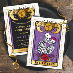 the lovers tarot card is on a plate