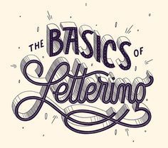 the words basics of lettering are in black and white