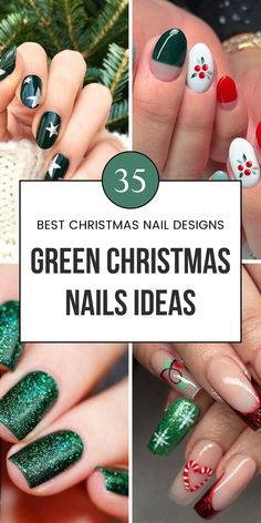 Add holiday sparkle with emerald and dark green Christmas nail designs. Incorporating red and white accents, bling, and acrylic nail art, these seasonal ideas are perfect for a festive look! Save to your Christmas nail art board and explore more in the article.