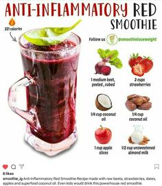 an info poster describing the benefits of anti - inflamatory red smoothie