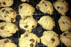 chocolate chip cookies cooling on a rack in the oven, ready to go into the oven