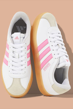 The hottest sneaker of the season is now in pink. Adidas Gazelles, Shoes For School, Pretty Sneakers, Back To School Shoes, Trendy Shoes Sneakers, Preppy Shoes, Pretty Shoes Sneakers, Shoe Wishlist, Cute Nike Shoes