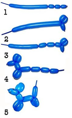 the balloon animals are blue and have numbers on them