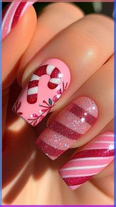 Christmas nail art tutorial Christmas Colors For Nails, Girlie Christmas Nails, Funky Christmas Nails Design, Birthday Nail Set Ideas December, Short Christmas Nails Acrylic, Red And Pink Christmas Nails, Christmas Nails Design Elegant, Hot Pink Christmas Nails, Pink And Red Christmas Nails