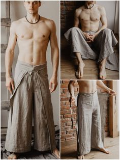 Wrap Pant, Wrap Trousers, Cotton Palazzo Pants, Mens Fashion Essentials, Split Pants, Oversized Fashion, Fisherman Pants, Strap Pants, Wrap Pants