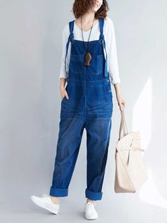 Material: Denim Cotton 91%-99% Pant Length: Trousers Wearable In: Spring. Summer. Fall. Winter Non-Stretchable Color: Yellow. Blue. Coffee Size Details (in CM / IN ) Hips 118 Length 124 Womens Denim Overalls, Cotton Dungaree, Jumpsuit Fall, Casual Denim Jeans, Corduroy Overalls, Loose Jumpsuit, Cotton Jumpsuit, Denim Outerwear, Casual Outerwear