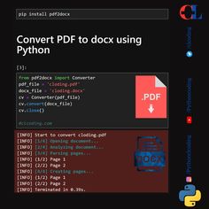 an image of a computer screen with the text convert to docx using pyron