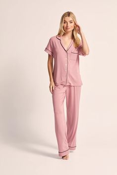 Experience pure comfort and indulgence with Homebodii's Petra Pjs. Crafted from stretch-TENCEL™ Modal, these pyjamas offer an exceptional softness that feels heavenly against your skin. The relaxed silhouette is beautifully accentuated with classic piping, adding a touch of timeless elegance to your loungewear collection. Additional features include a pocket on the pj top, homebodii® mother of pearl buttons, and a comfortable elasticized waist with a drawstring. Modal Pajamas, Christmas Pjs, Manufacturing Process