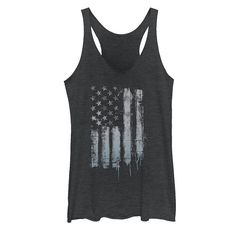 Create a cool, patriotic look in this juniors' graphic tank top. Create a cool, patriotic look in this juniors' graphic tank top. Racerback ScoopneckFABRIC & CARE Polyester, cotton, rayon Machine wash Imported Size: Small. Color: Oxford. Gender: female. Age Group: kids. American Flag Painting, Rustic American Flag, Flag Painting, Graphic Tank Tops, Drip Painting, Graphic Apparel, Racerback Tank Top, Black Tank Tops, Graphic Tank