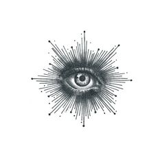 an all seeing eye is shown in black and white