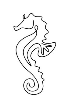 a line drawing of a sea horse