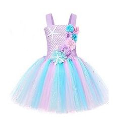 Purple, Blue & Pink Mermaid Girls Tutu Dress With Starfish & 7 Fabric Flowers With Pearls & Diamonds Adjustable Satin Shoulder Straps Size 7/8 New Without Tags ~ Never Worn Same-Day Or Next-Day Shipping Mermaid Tutu Dress, Tulle Costumes, Girls Mermaid Costume, Girls Mermaid Party, Mermaid Tutu, Tulle Tutu Dress, Princess Dress Kids, Girls Tutu Dresses, Mermaid Theme Birthday