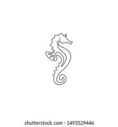 a sea horse line art icon on white background