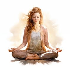 a woman sitting in a lotus position with her eyes closed