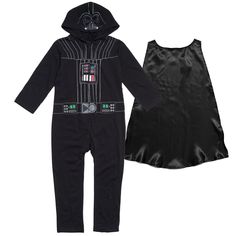 star wars darth vader onesuit is shown next to a child's pajamas