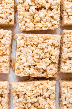 several squares of rice krispy treats are arranged on top of each other in rows