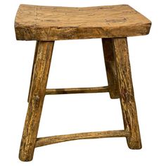 an old wooden stool on a white background