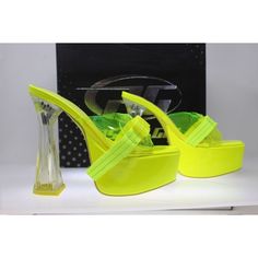 Brand New, Never Been Worn, Unsure If I Still Have Original Box Poster Girl Platform Heels High Velocity Neon Green/Yellow Pg22-13 Size 7 Trendy Green Platform Heels, Yellow Platform Heels For Party, Lime Green Heels For Spring Party, Yellow Heels With Padded Block Heel, Yellow Block Heels With Padded Heel, Yellow Open Toe Heels With Padded Heel, Lime Green Open Toe Party Heels, Lime Green Open Toe Heels For Party, Trendy Green Synthetic Heels