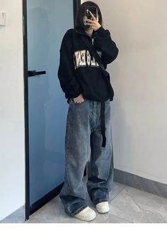 Baggy Jeans Women, Y2k Baggy Jeans, Pants Korean, Korean Streetwear, Tomboy Outfits, Tomboy Style Outfits