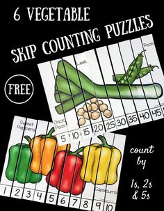 six vegetable counting puzzles for kids to practice counting