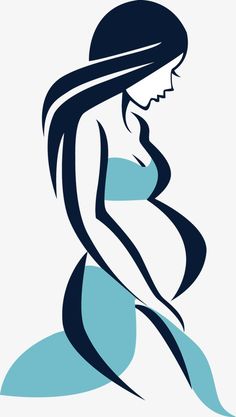 a pregnant woman with long hair and blue dress is shown in the shape of a belly