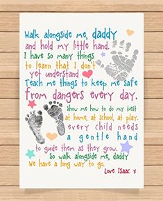 a card with the words walk alongside me daddy and i have so many things to learn