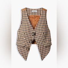 New Vest Checked Satin-Twill Wool Cotton-Blend Crystal Buttons Two Front Flap Pockets Snap Fastening At Front Fully Lined Mid-Weight, Non-Stretchy Fabric Dry Clean Imported 74% Virgin Wool 26% Cotton Plaid Vest, Crystal Buttons, Vest Women, Blouse Pants, Knitwear Design, Fall Shopping, Denim Outfit, Net A Porter, Women Collection