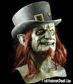 Lucky Leprechaun HD Studios Pro Halloween Mask Lucky Leprechaun, Irish Tattoos, Witch Party, Red Beard, Pork Pie Hat, Scary Mask, Green Skin, Horror Monsters, Halloween Mask