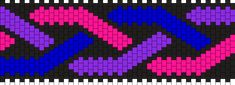 a knitted pattern in pink, blue and purple