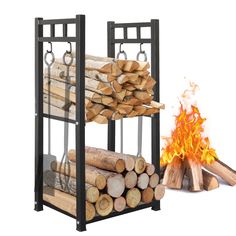 PRICES MAY VARY. 【2 layers and 4 hooks】: The log rack frame measures 28.3"x15.8"x11.7". There are 4 hooks on the firewood rack holder side for easy hanging tools. The upper openwork design allows your logs to dry, and the solid bottom layer prevents debris/dirt from falling out and no cleaning is required. 【Premium Material & Solid Construction】: Made of 1.0" diameter heavy duty steel pipe, black matte powder coating guarantees waterproof, rust, weather and abrasion resistance for indoor firewoo Fireplace Storage, Fireplace Wood Stove, Indoor Firewood Rack, Hanging Tools, Outdoor Firewood Rack, Firewood Racks, Fireplace Wood, Firewood Logs, Firewood Holder