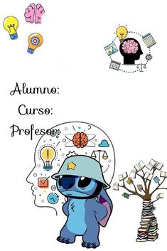 an image of a cartoon character next to a tree with light bulbs on it and the words, alumino curos professor