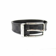 Authentic LOUIS VUITTON belt Damier Graphite Used Mens... Salvatore Ferragamo Men, Crystal Belt, Ferragamo Men, Gold Belts, Balenciaga Belt