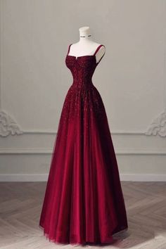 Evening Dresses Wine Red, Corset Prom Dress Burgundy, Fancy Evening Dresses Classy, A-line Prom Dresses, Dark Red Sweet 16 Dresses, Prom Dress Types, Burgandy Prom Dresses, Blood Red Prom Dress, Prom Dress Back Design