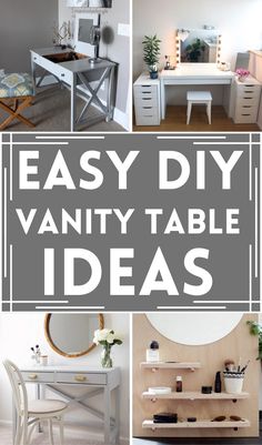 21 DIY Vanity Table Ideas For Organized Space - DIY Crafts Dyi Vanity, Desk/vanity Combo, Small Vanity Ideas Bedroom, Diy Makeup Stand, Diy Makeup Vanity Plans, Small Space Makeup Vanity, Ikea Hack Vanity, Homemade Vanity, Vanity Table Ideas