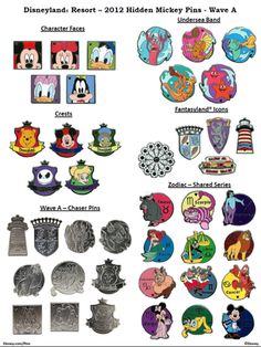 the disneyland resort 2012 hidden mickey pins and badges