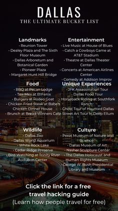 the ultimate bucket list for dallas, texas