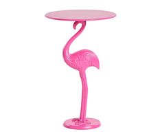 a pink flamingo table on a white background