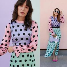 #ad NWT Olivia Rubin Marley Midi Dress Silk Polka Dot Print Long Sleeve Retro Slit 2 Midi Dress Silk, 16 Aesthetic, Whimsical Party, Aesthetic Artsy, Multicolor Maxi Dress, Ombre Maxi Dress, Funky Dresses, Happy Clothes, Polka Dots Fashion