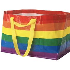 a rainbow colored shopping bag on a white background